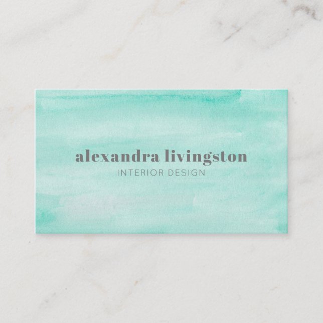 Carte De Visite Aquarelle Abstraite verte Aqua Seafoam (Devant)