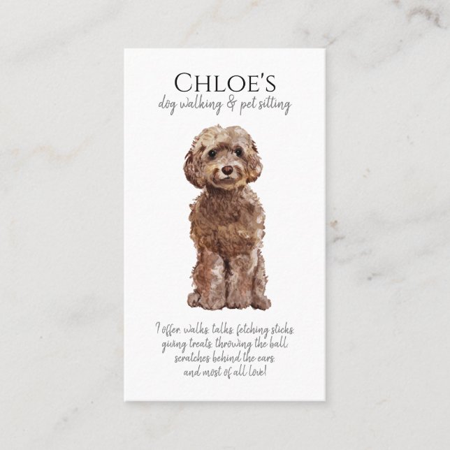 Carte De Visite Aquarelle adorable Chien Walker Animaux de compagn (Devant)