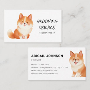 Carte De Visite Aquarelle Animaux de compagnie avec Corgi