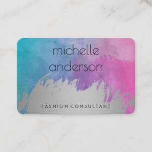 Carte De Visite Aquarelle / Argent brossé