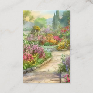 Carte De Visite Aquarelle Arrière - plan de jardin de campagne