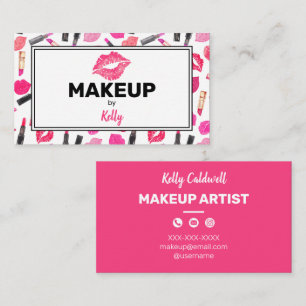 Carte De Visite Aquarelle Artiste maquillage Glam or rose