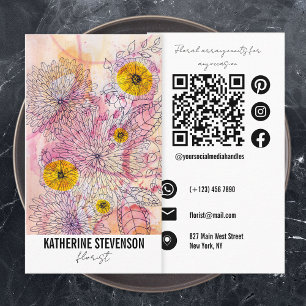Carte De Visite Aquarelle Artistique douce Ligne de dégradé Art Fl