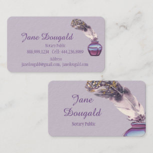 Carte De Visite Aquarelle Artistique Plume Stylo Notaire classique