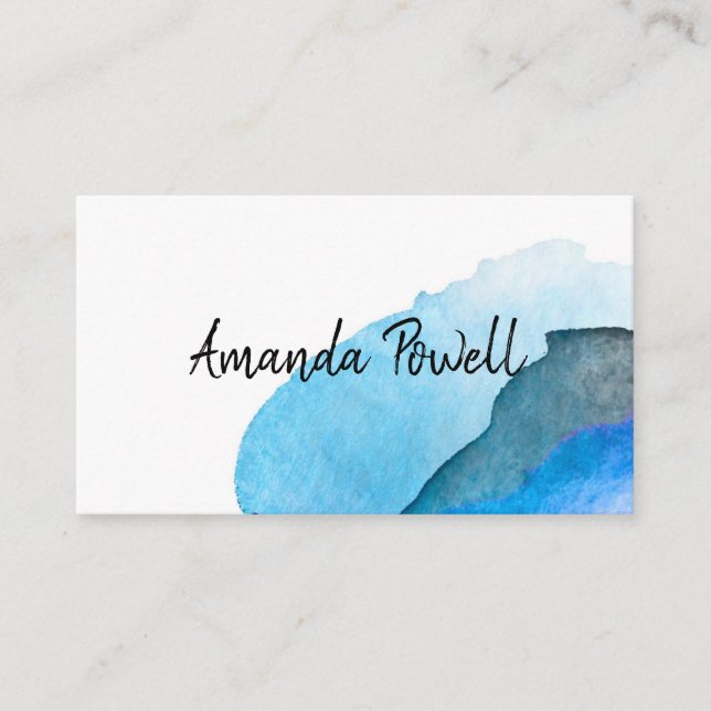 Carte De Visite aquarelle artistique turquoise abstrait (Devant)