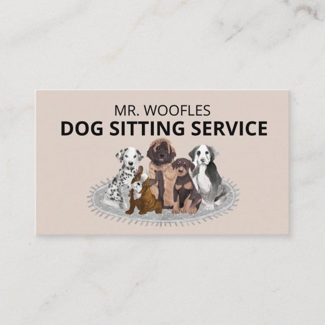 Carte De Visite Aquarelle assise chien animal (Devant)