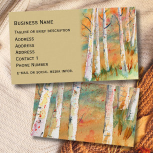 Carte De Visite Aquarelle Automne Aspen Trees