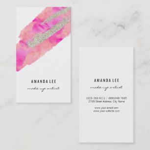 Carte De Visite Aquarelle avec Parties scintillant en argent Faux