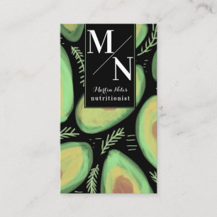 Carte De Visite Aquarelle Avocat Gras Nutritionniste Salade Sain