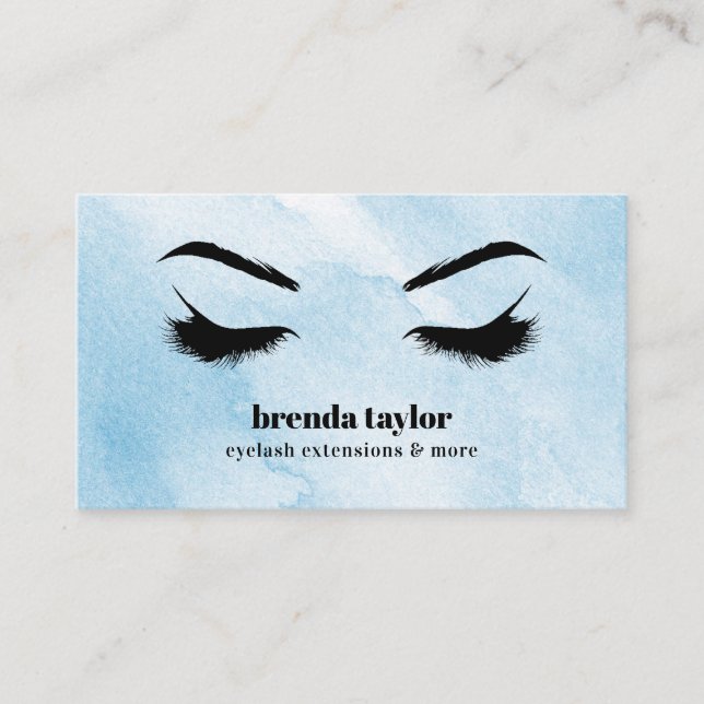 Carte De Visite Aquarelle Azure Chic Eyelash Browbar professionnel (Devant)