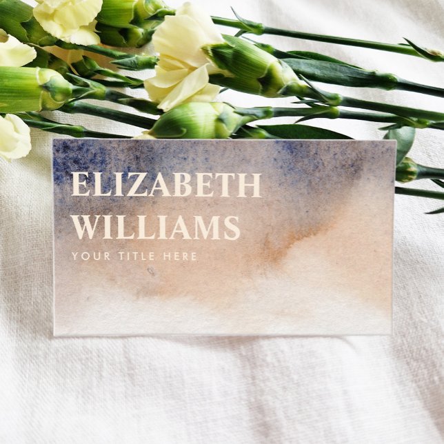 Carte De Visite Aquarelle beige-bleu Abstrait (Créateur téléchargé)