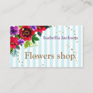 Carte De Visite Aquarelle belles fleurs romantique marbre élégance