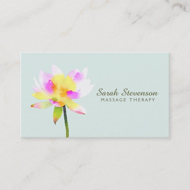 Carte De Visite Aquarelle blanc Lotus Holistic Health Spa (Devant)