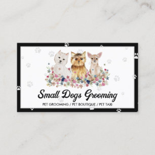 Carte De Visite Aquarelle blanche noire Petits chiens Paw Pet Pet 