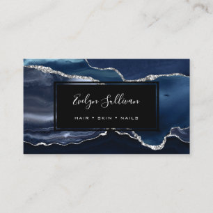 Carte De Visite aquarelle bleu argenté