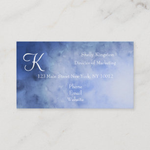 Carte De Visite Aquarelle bleu clair Monogramme tendance