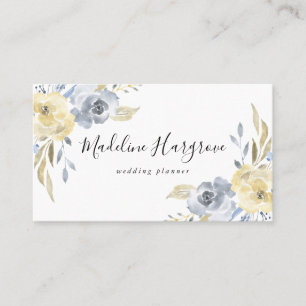 Carte De Visite Aquarelle bleu et jaune floral