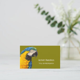 Carte De Visite Aquarelle bleu et or macaw