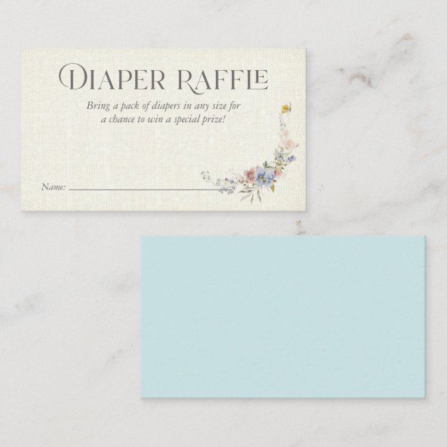 Carte De Visite Aquarelle bleu Floral Burlap Déchets Insertion (Devant / Derrière)
