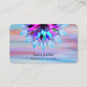 Carte De Visite Aquarelle Bleu Lotus Logo Massage Yoga