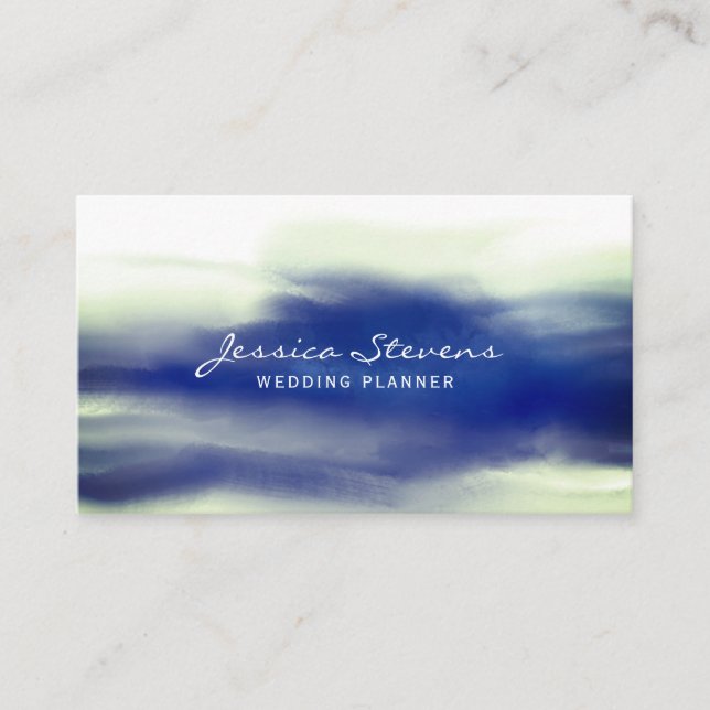 Carte De Visite Aquarelle bleu marine moderne Arrière - plan Abstr (Devant)