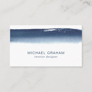 Carte De Visite Aquarelle bleu marine simple et élégante