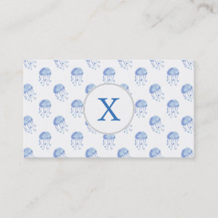 Carte De Visite aquarelle bleu méduse conception de plage