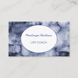 Carte De Visite Aquarelle bleu moderne peinte à la main Abstrait 