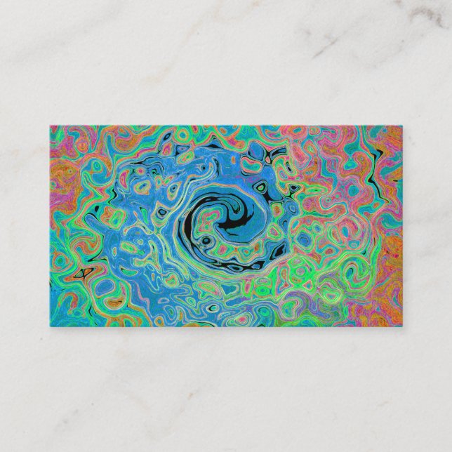 Carte De Visite Aquarelle bleu Super Abstrait rétro liquide (Devant)