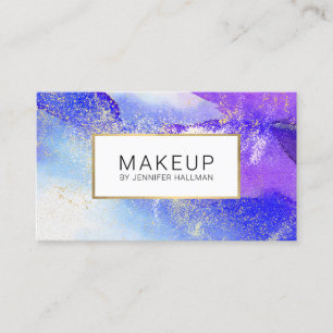 Carte De Visite Aquarelle bleue Abstraite avec poussière d'or Faux