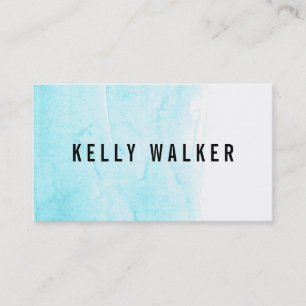 Carte De Visite Aquarelle bleue et noire d'aqua minimal