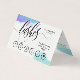Carte De Visite Aquarelle bleue Lash Artiste Aftercare Loyauté