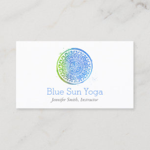 Carte De Visite Aquarelle bleue Mandala Yoga et bien-être