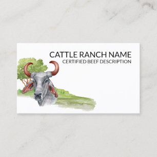 Carte De Visite Aquarelle Boeuf Ranch Boeuf Taureau Vache