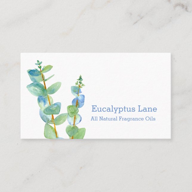 Carte De Visite Aquarelle botanique Plante d'Eucalyptus (Devant)