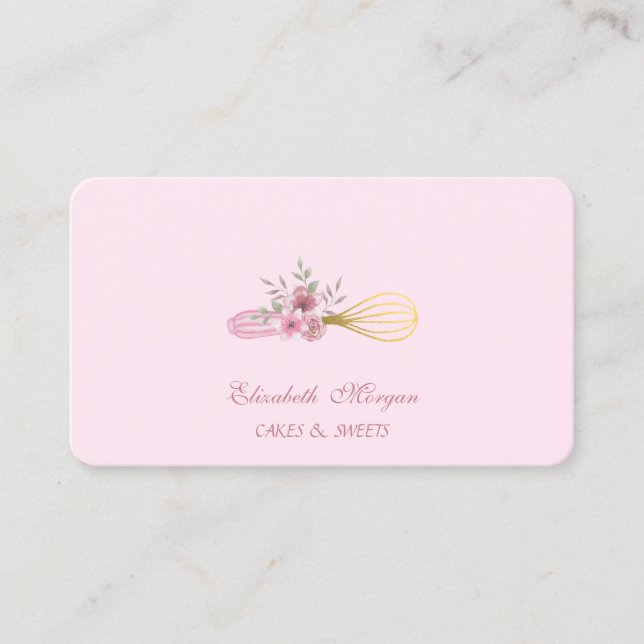 Carte De Visite Aquarelle Boulangerie Pâtisserie Outils à main Fle (Devant)