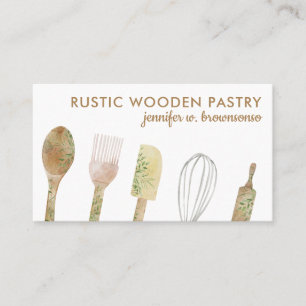 Carte De Visite Aquarelle boulangerie Rustique Floral mignon chef