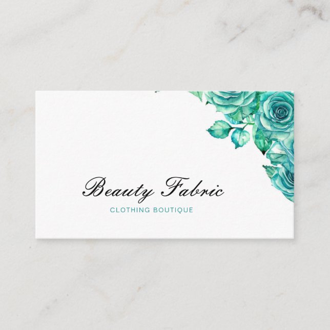 Carte De Visite Aquarelle Boutique Vêtements Rose Turquoises (Devant)