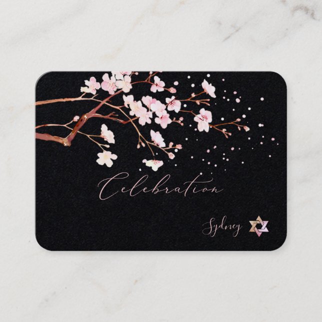 Carte De Visite Aquarelle Cérémonie de la Mitzvah des Fleurs de Ce (Devant)