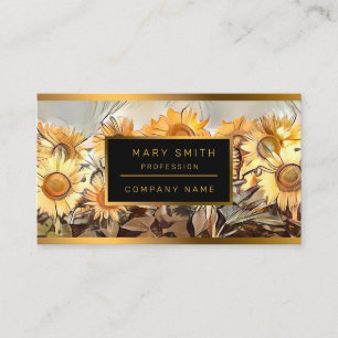Carte De Visite Aquarelle Champ De Fleurs De Soleil Élégante Colle