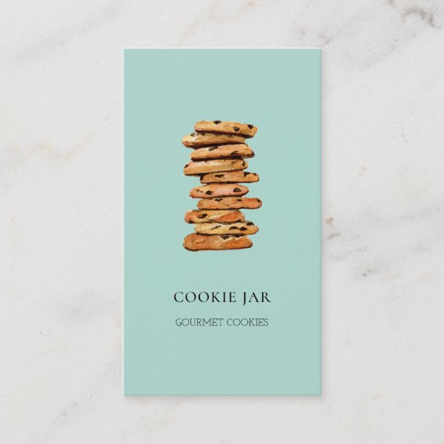 Carte De Visite Aquarelle Chocolat magasin de biscuits Turquoise (Devant)
