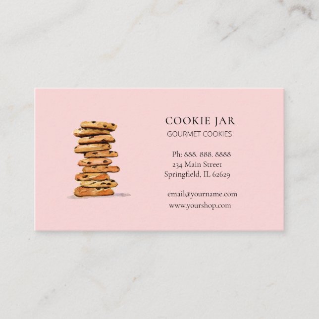 Carte De Visite Aquarelle Chocolat puce biscuit boulangerie (Devant)