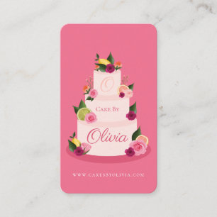 Carte De Visite Aquarelle Citus Floral 3 Tier Gâteau boulangerie