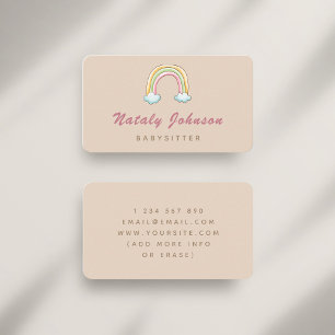 Carte De Visite Aquarelle colorée Rainbow Babysitter Nanny Cream