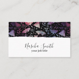Carte De Visite Aquarelle Cosmique Moths Confetti Moderne