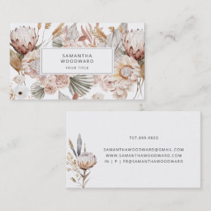 Carte De Visite Aquarelle Crème Florale Terracotta