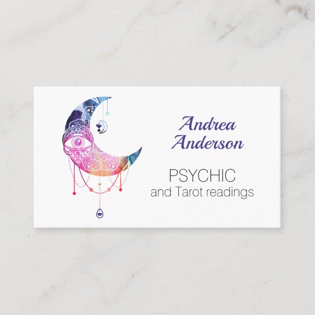 Carte De Visite Aquarelle Crescent Moon Troisième oeil (Devant)