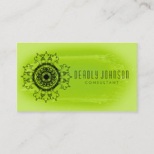 Carte De Visite Aquarelle Damask Simple Splatter Green Nature