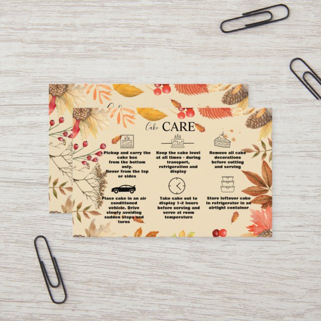 Carte De Visite Aquarelle d'automne rustique Floral (Devant/Arrière en situation)