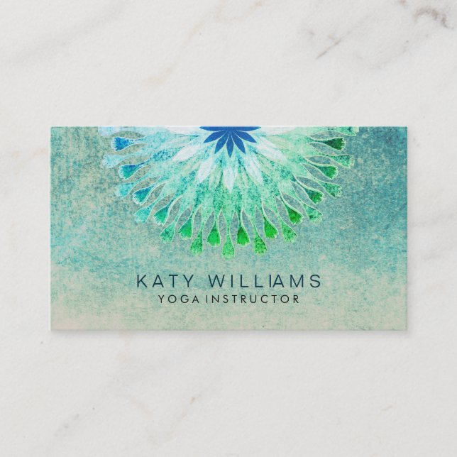 Carte De Visite Aquarelle de fleur de Lotus d'instructeur de yoga (Devant)